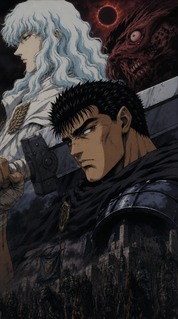 90s OVA Anime, Berserk style.