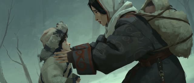 Style: STOP-MOTION ANIMATION — stepped, frame-by-frame motion brought to a HAND-PAINTED 2D look, a moving oil painting, NOT clay, NOT puppets, NOT 3D. True 12 frames per second, ANIMATED ON TWOS: 12 distinct hand-painted drawings per second, each pose held two frames then snapping to the next, never gliding. Constant painterly BOIL — brushstrokes and outlines subtly alive frame to frame. NO smooth interpolation, NO motion blur, NO morphing, real frame-by-frame animation not AI slop. Style from <