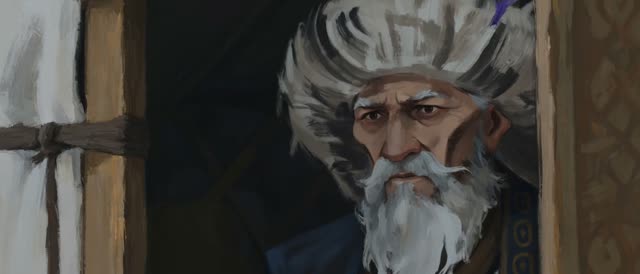 Style: 8K IMAX, traditional hand-drawn 2D animation, animated on twos at 12 frames per second — each drawing held for two frames then replaced, choppy stepped motion cadence, visible pose-to-pose timing, distinct keyframe drawings with no smooth in-between interpolation, hand-painted oil-brush texture on every drawing, brushstrokes shifting and redrawn from frame to frame, line jitter and boil between frames. No 3D render, no game engine, no CGI smoothness. The 12 principles of animation through
