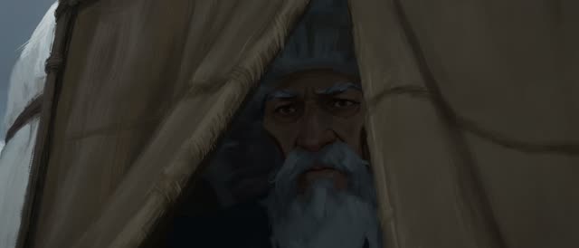Style: 8K IMAX, traditional hand-drawn 2D animation, animated on twos at 12 frames per second — each drawing held for two frames then replaced, choppy stepped motion cadence, visible pose-to-pose timing, distinct keyframe drawings with no smooth in-between interpolation, hand-painted oil-brush texture on every drawing, brushstrokes shifting and redrawn from frame to frame, line jitter and boil between frames. No 3D render, no game engine, no CGI smoothness. The 12 principles of animation through