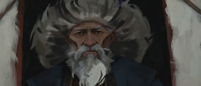 Style: 8K IMAX, traditional hand-drawn 2D animation, animated on twos at 12 frames per second — each drawing held for two frames then replaced, choppy stepped motion cadence, visible pose-to-pose timing, distinct keyframe drawings with no smooth in-between interpolation, hand-painted oil-brush texture on every drawing, brushstrokes shifting and redrawn from frame to frame, line jitter and boil between frames. No 3D render, no game engine, no CGI smoothness. The 12 principles of animation through